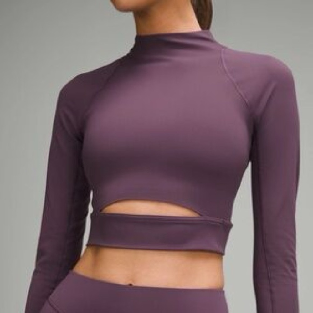 NWT Lululemon Nulux High Neck Cropped Track Long Sleeve Grape Thistle